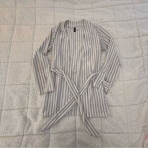 Divided White and Black Striped Blazer